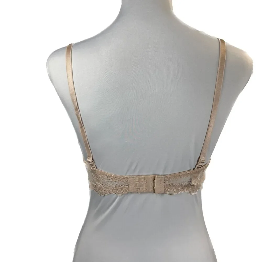 René Rofé Lingerie | Beige Lace Push Up Underwire Bra 36C Style B21865H3 - Picture 3 of 6